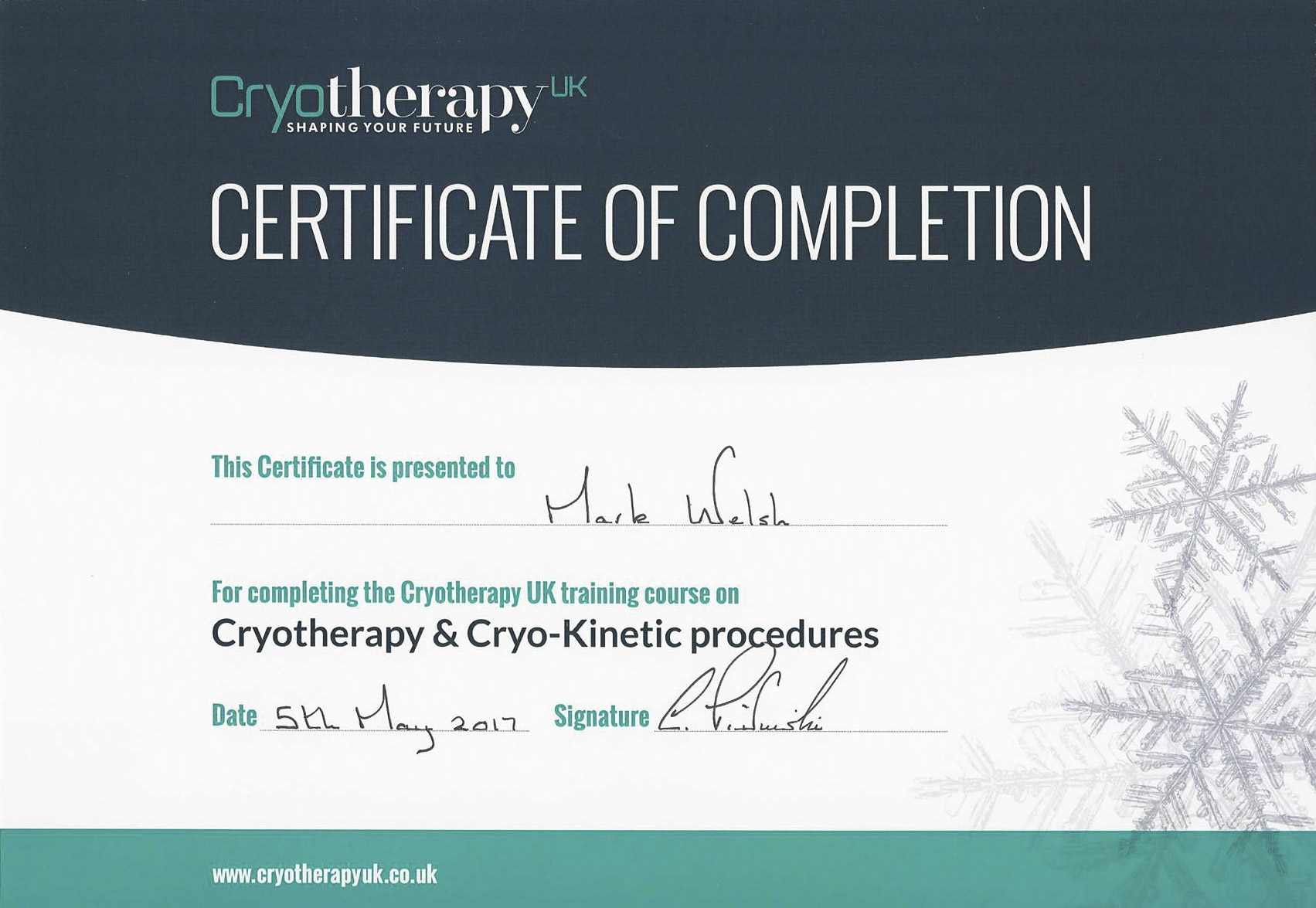 Certificate of Completion